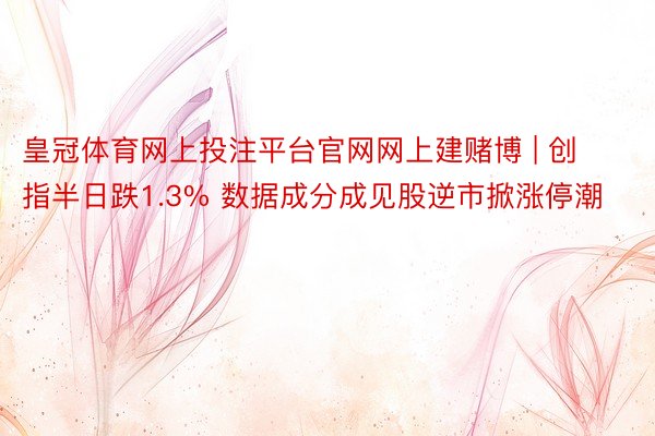 皇冠体育网上投注平台官网网上建赌博 | 创指半日跌1.3% 数据成分成见股逆市掀涨停潮