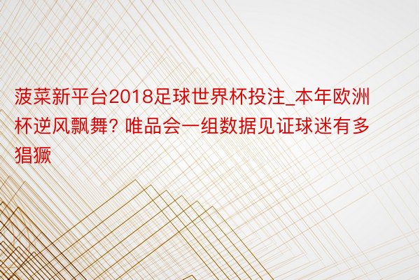 菠菜新平台2018足球世界杯投注_本年欧洲杯逆风飘舞? 唯品会一组数据见证球迷有多猖獗