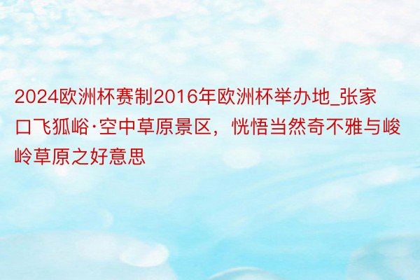 2024欧洲杯赛制2016年欧洲杯举办地_张家口飞狐峪·空中草原景区，恍悟当然奇不雅与峻岭草原之好意思