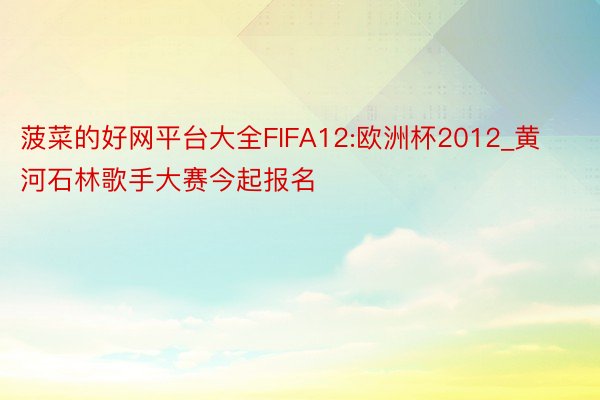 菠菜的好网平台大全FIFA12:欧洲杯2012_黄河石林歌手大赛今起报名